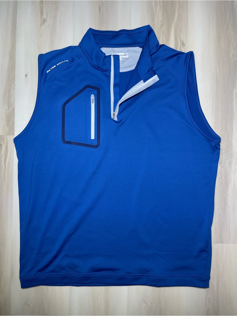Peter Millar Forge 1/4 Zip Pullover Vest Sleeveless Golf Blue Men's Sz XL